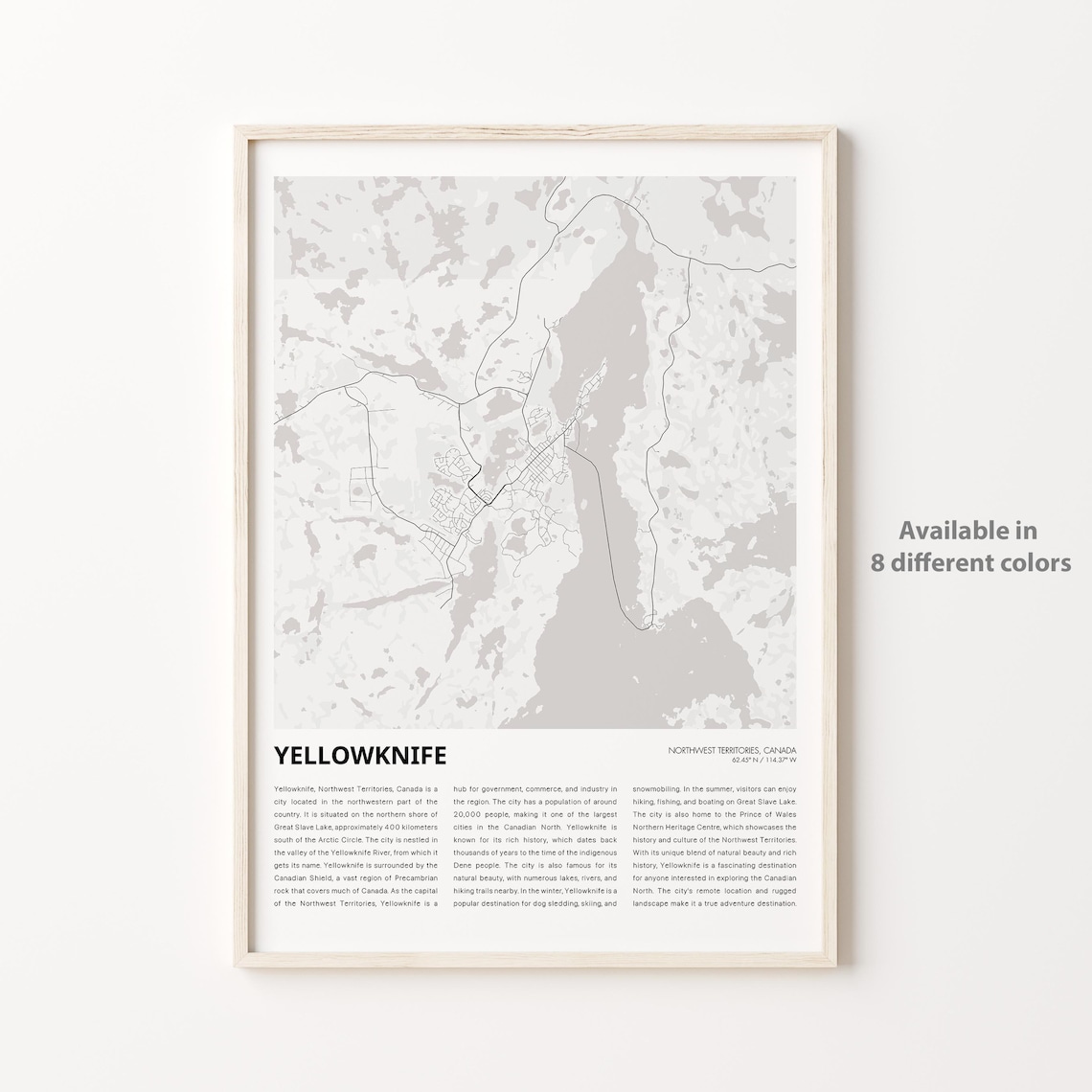 Yellowknife Canada Minimalist Northern Street Map Travel Poster