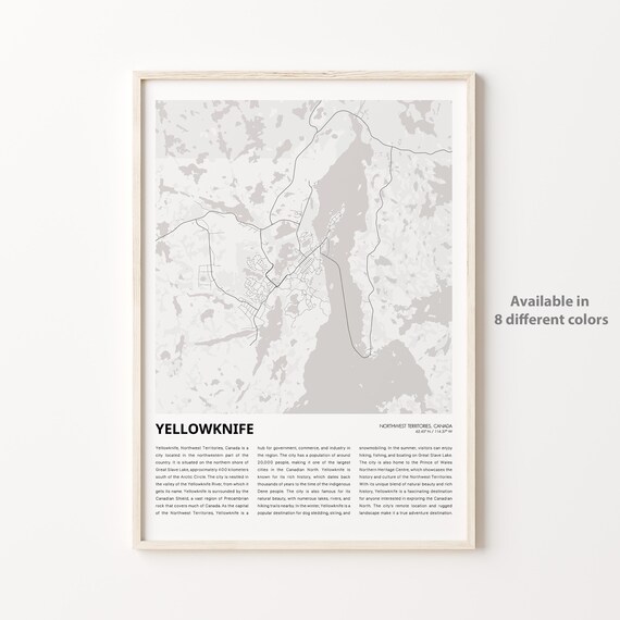 Yellowknife Canada Minimalist Northern Street Map Travel Poster