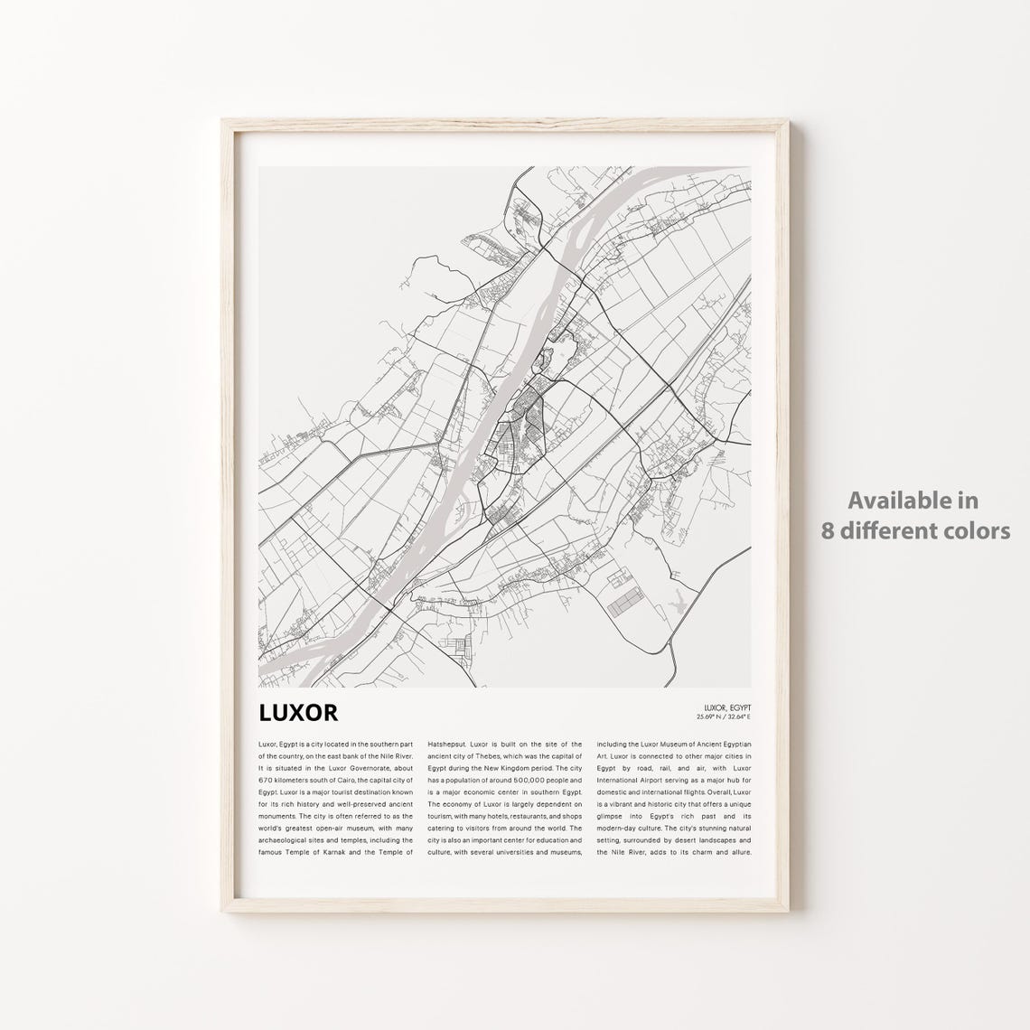 Luxor Map Print Travel Wall Decor Art Housewarming Gift