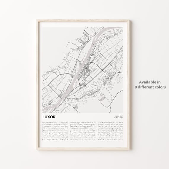 Luxor Map Print Travel Wall Decor Art Housewarming Gift