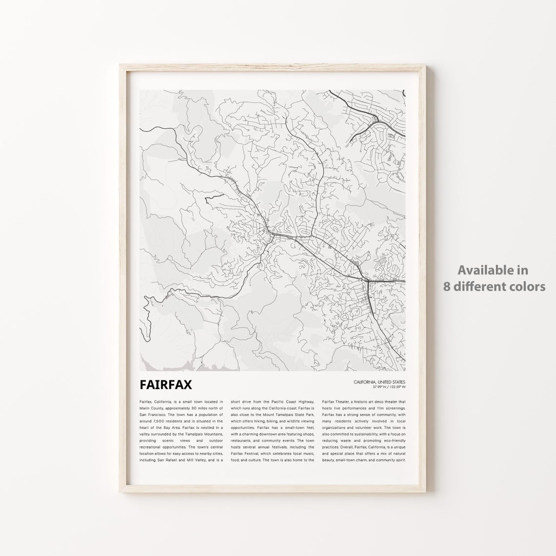 Fairfax Map Print Travel Wall Decor Art Housewarming Gift