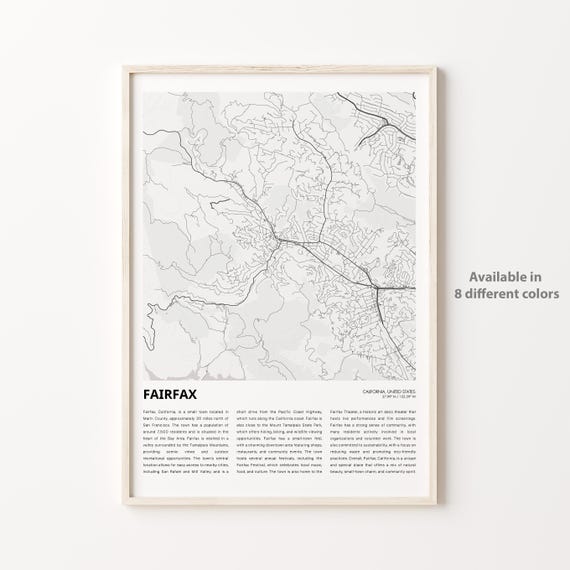 Fairfax Map Print Travel Wall Decor Art Housewarming Gift