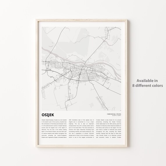 Osijek Croatia Minimal Street Map Eastern Croatia City Poster
