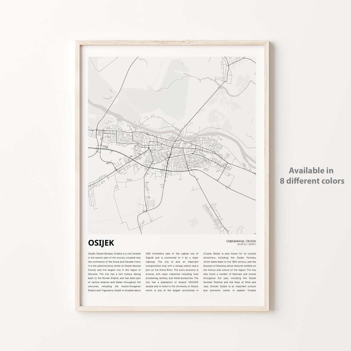 Osijek Croatia Minimal Street Map Eastern Croatia City Poster