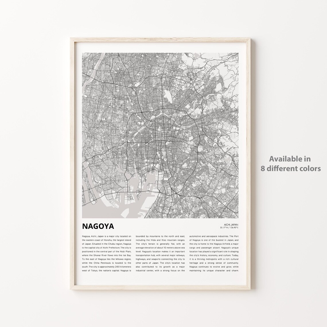 Nagoya Japan Minimalist Urban City Street Map Aichi Travel Poster