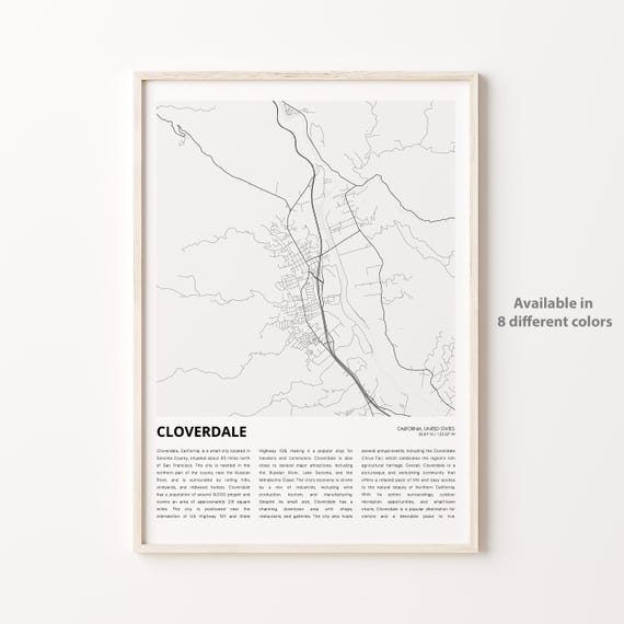 Cloverdale Map Print Travel Wall Decor Art Housewarming Gift
