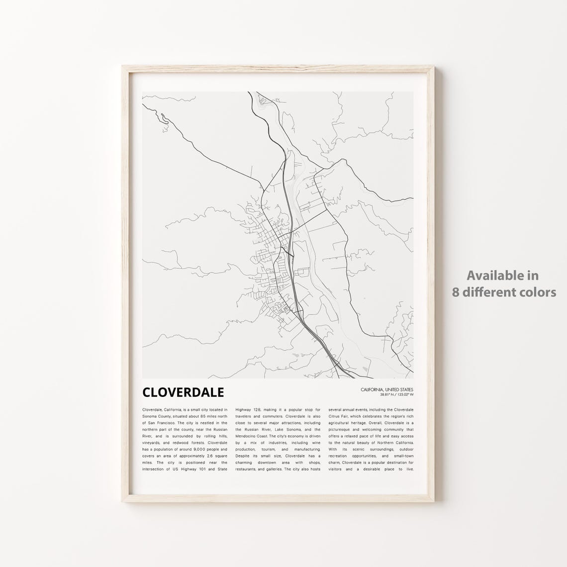 Cloverdale Map Print Travel Wall Decor Art Housewarming Gift