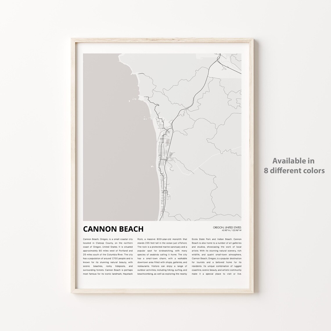Cannon Beach Oregon City Street Map Minimalist Art Travel Poster