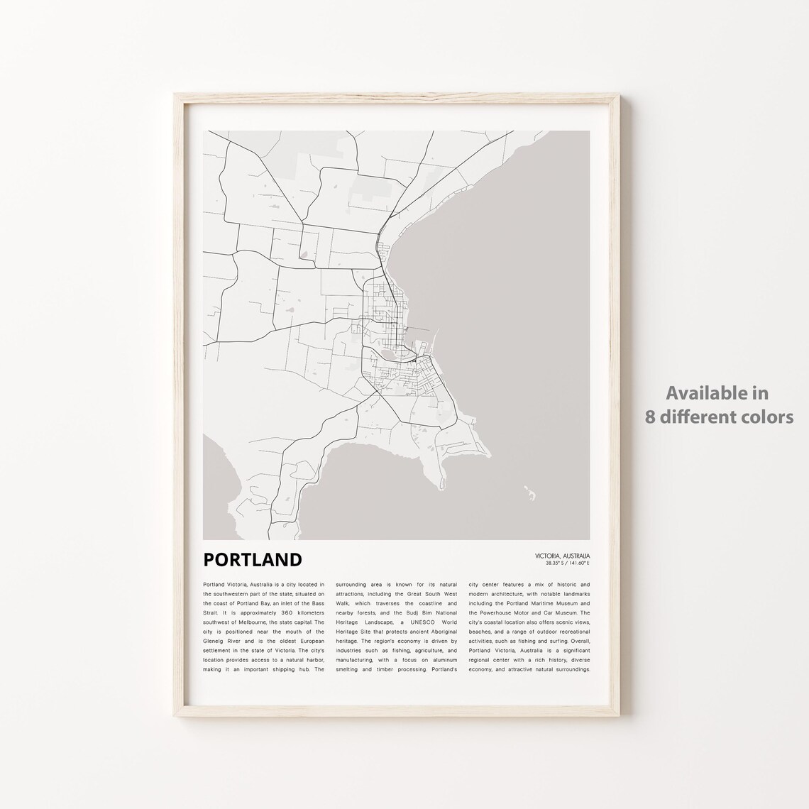 Portland Victoria Australia Coastal Town Minimalist City Map Poster