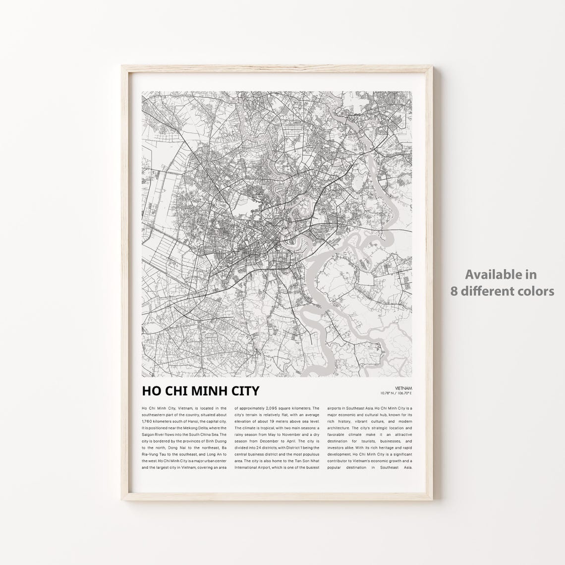 Ho Chi Minh City Map Print Travel Wall Decor Art Housewarming Gift