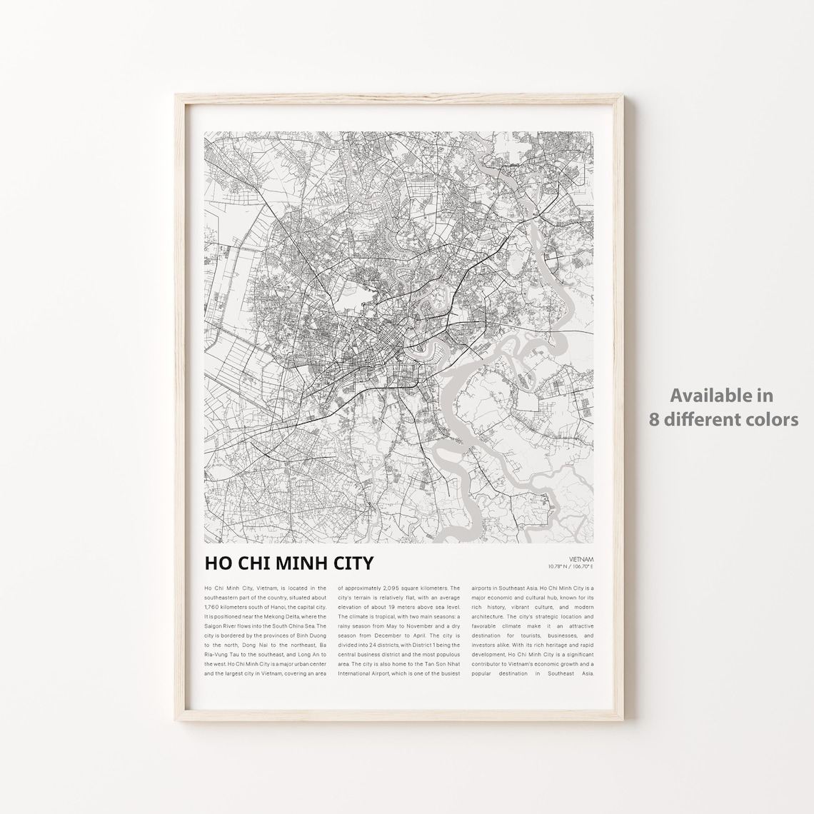 Ho Chi Minh City Vietnam Minimalist Street Map Travel Poster