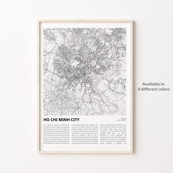 Ho Chi Minh City Map Print Travel Wall Decor Art Housewarming Gift