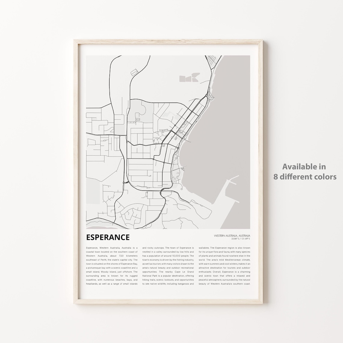 Esperance Western Australia Minimalist Coastal City Map Travel Poster