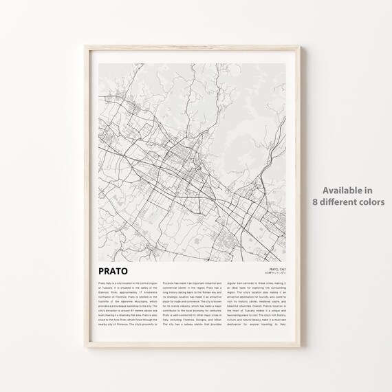 Prato Italy City Map Poster With Descriptive History Text Below