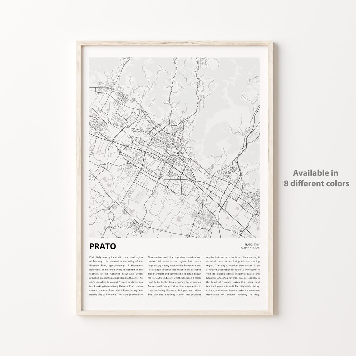 Prato Italy City Map Poster With Descriptive History Text Below