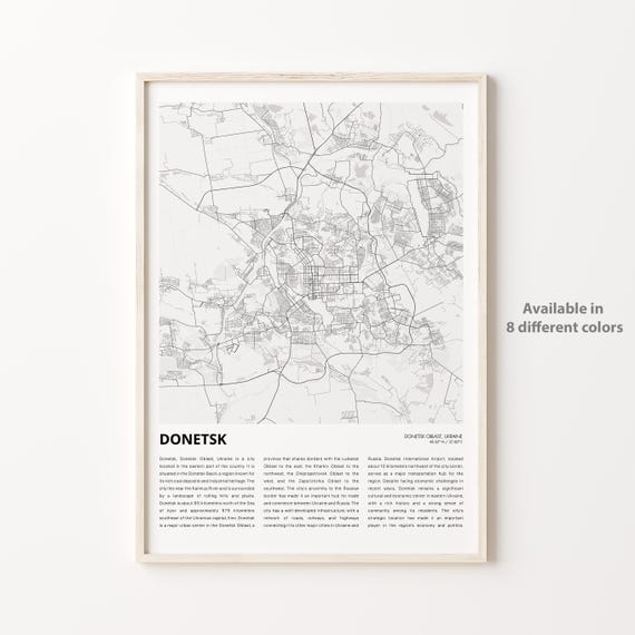 Donetsk Map Print Travel Wall Decor Art Oblast Housewarming Gift