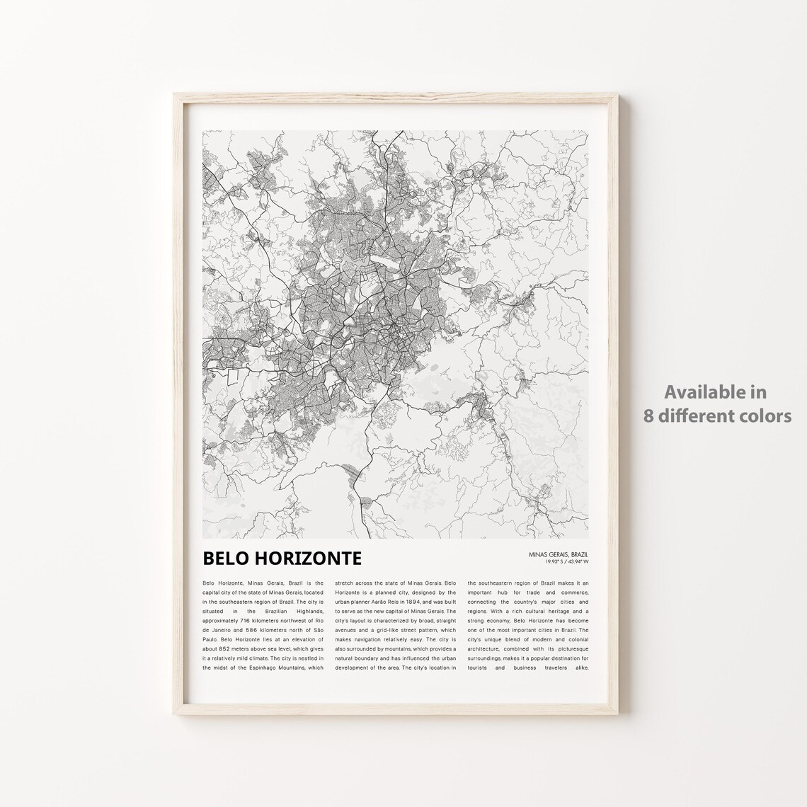 Belo Horizonte Brazil Minimalist City Map Urban Street Art Poster