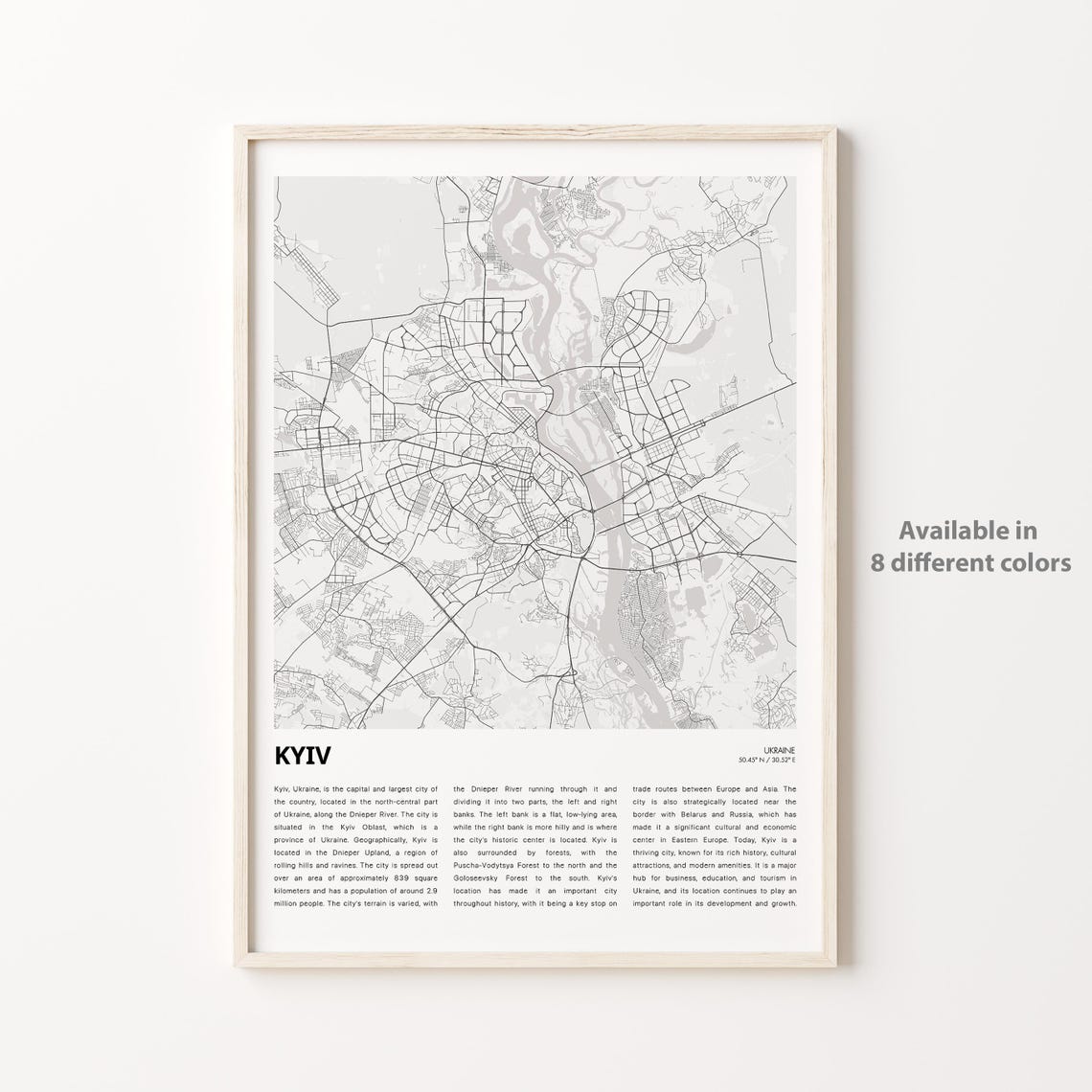 Kyiv Map Print Travel Wall Decor Art Housewarming Gift