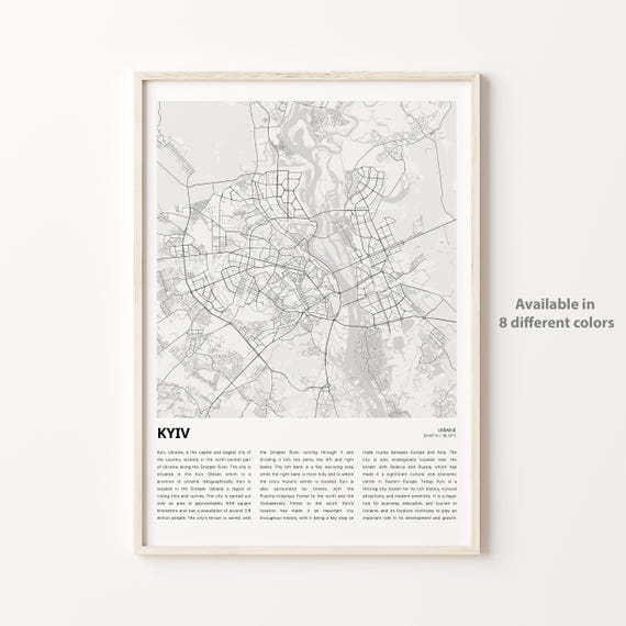 Kyiv Map Print Travel Wall Decor Art Housewarming Gift