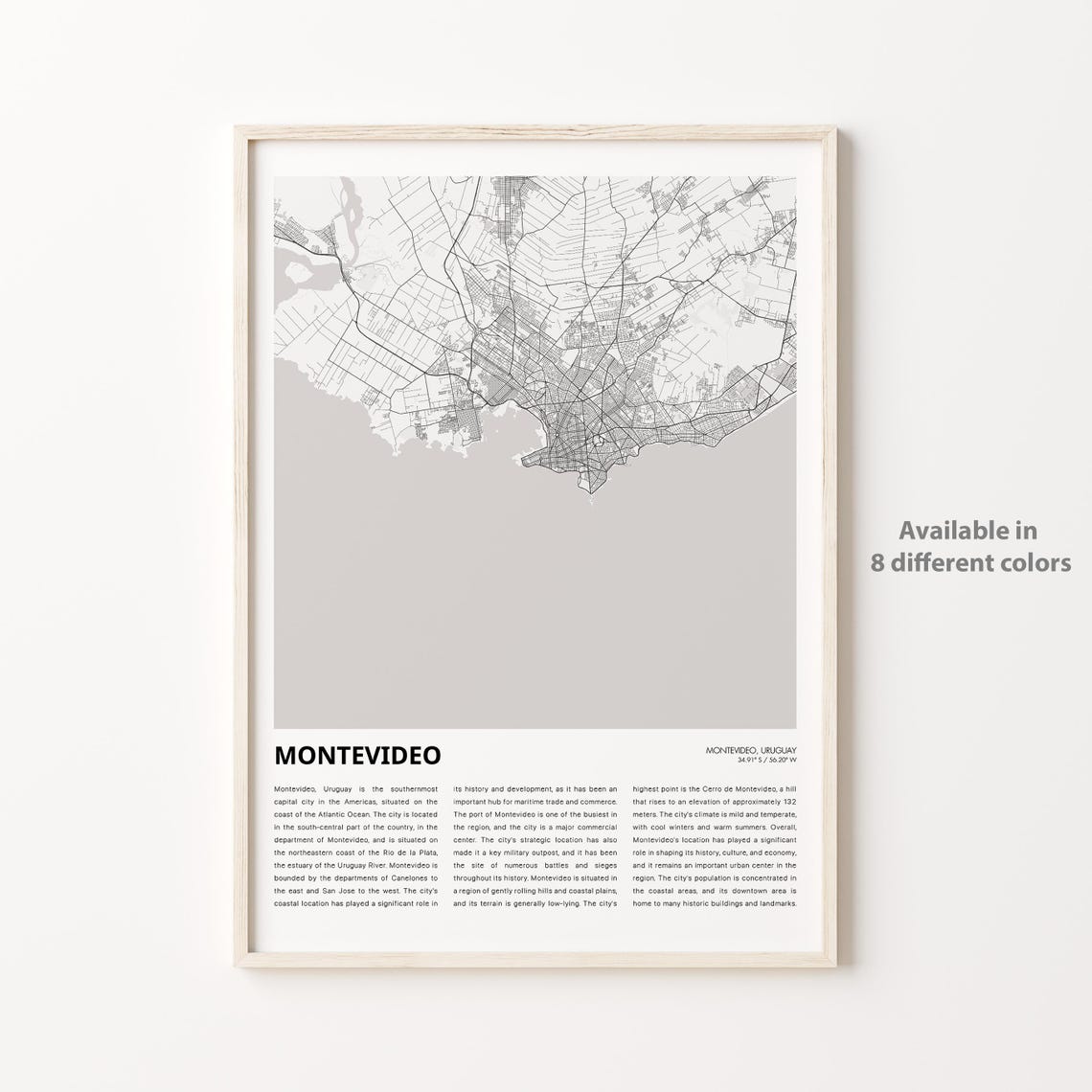 Montevideo Map Print Travel Wall Decor Art Housewarming Gift