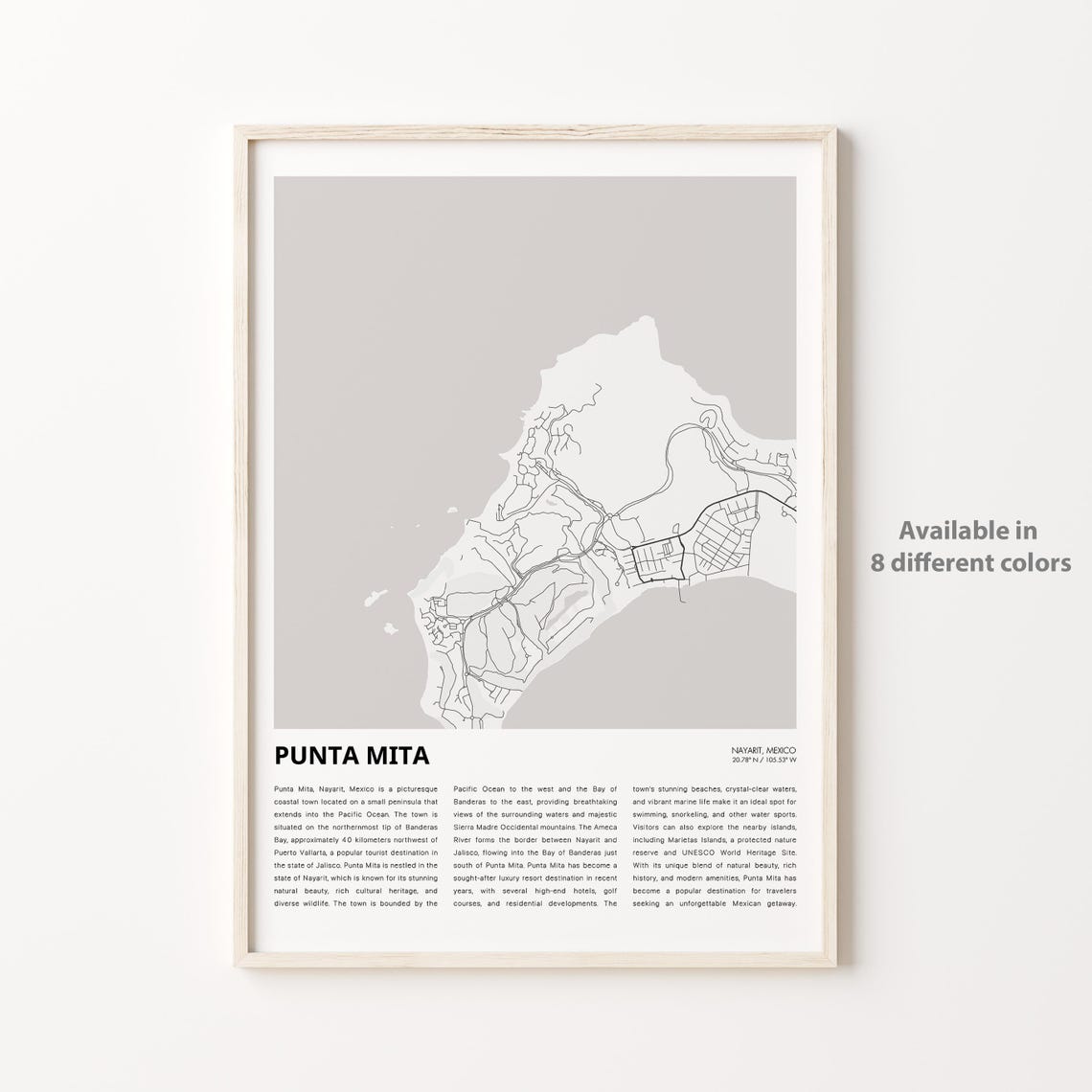 Punta Mita Nayarit Mexico Minimalist Coastal Map Travel Poster