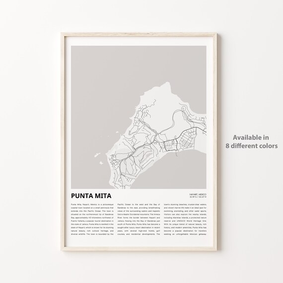 Punta Mita Nayarit Mexico Minimalist Coastal Map Travel Poster