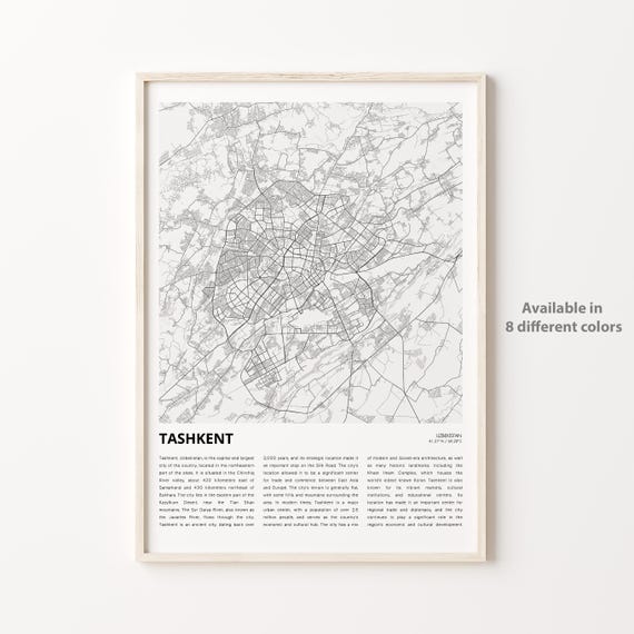 Tashkent Uzbekistan Capital Minimalist Monochrome Map Art Poster