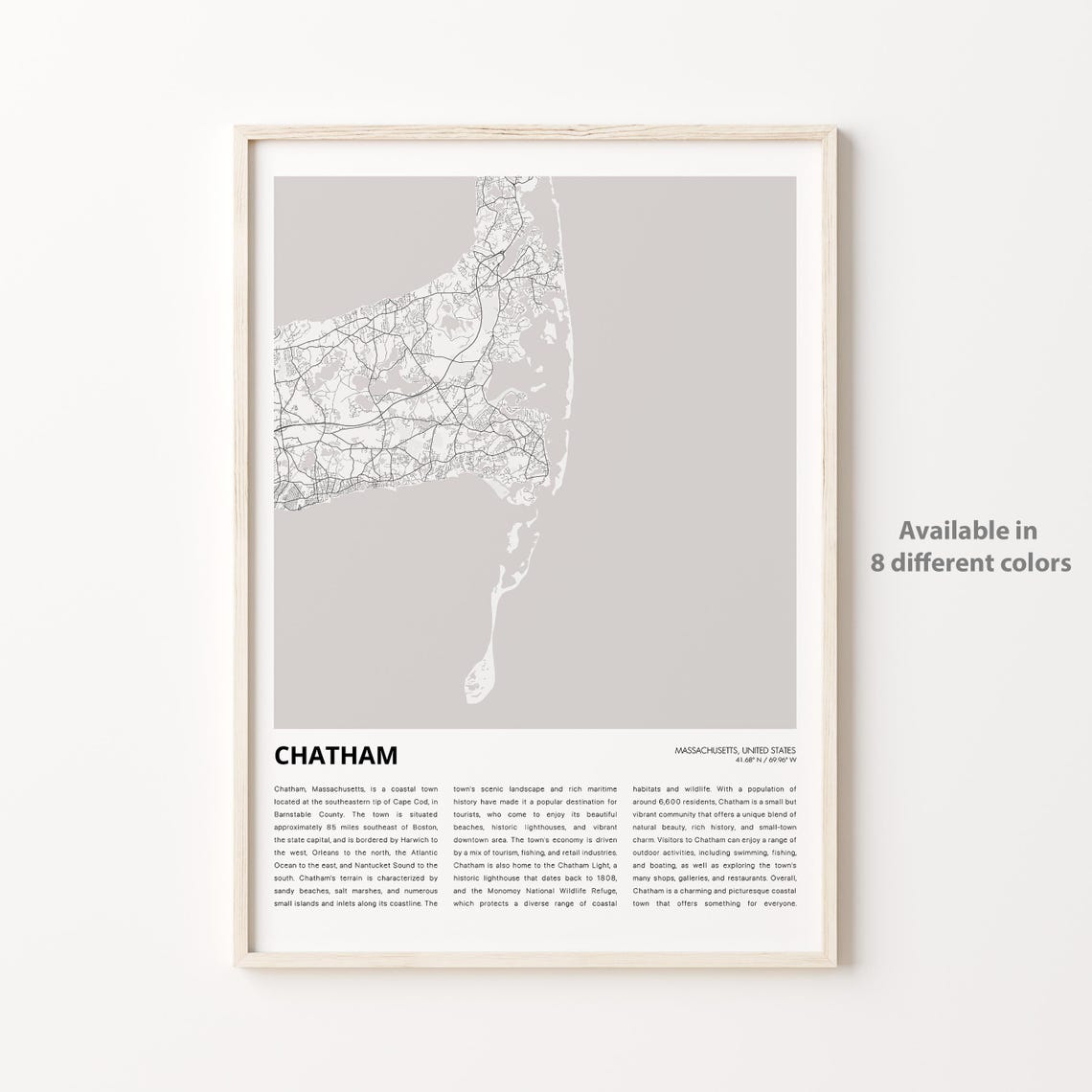 Chatham Cape Cod Massachusetts Minimal City Map Travel Poster