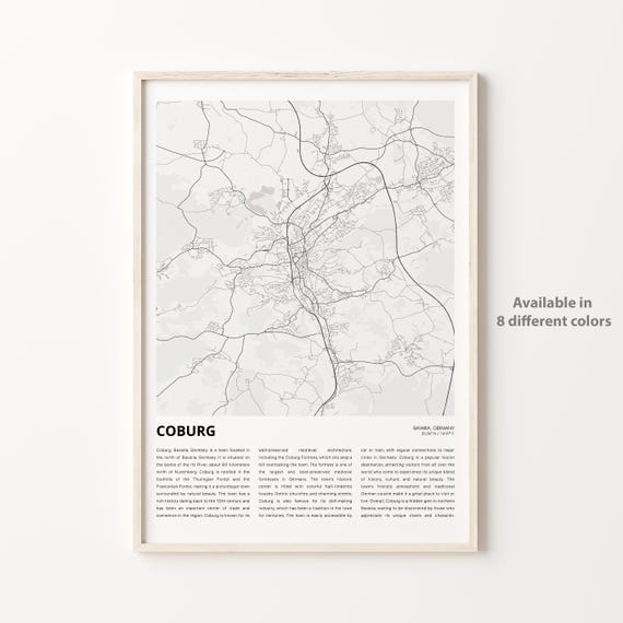 Coburg Map Print Travel Wall Decor Art Bavaria Housewarming Gift