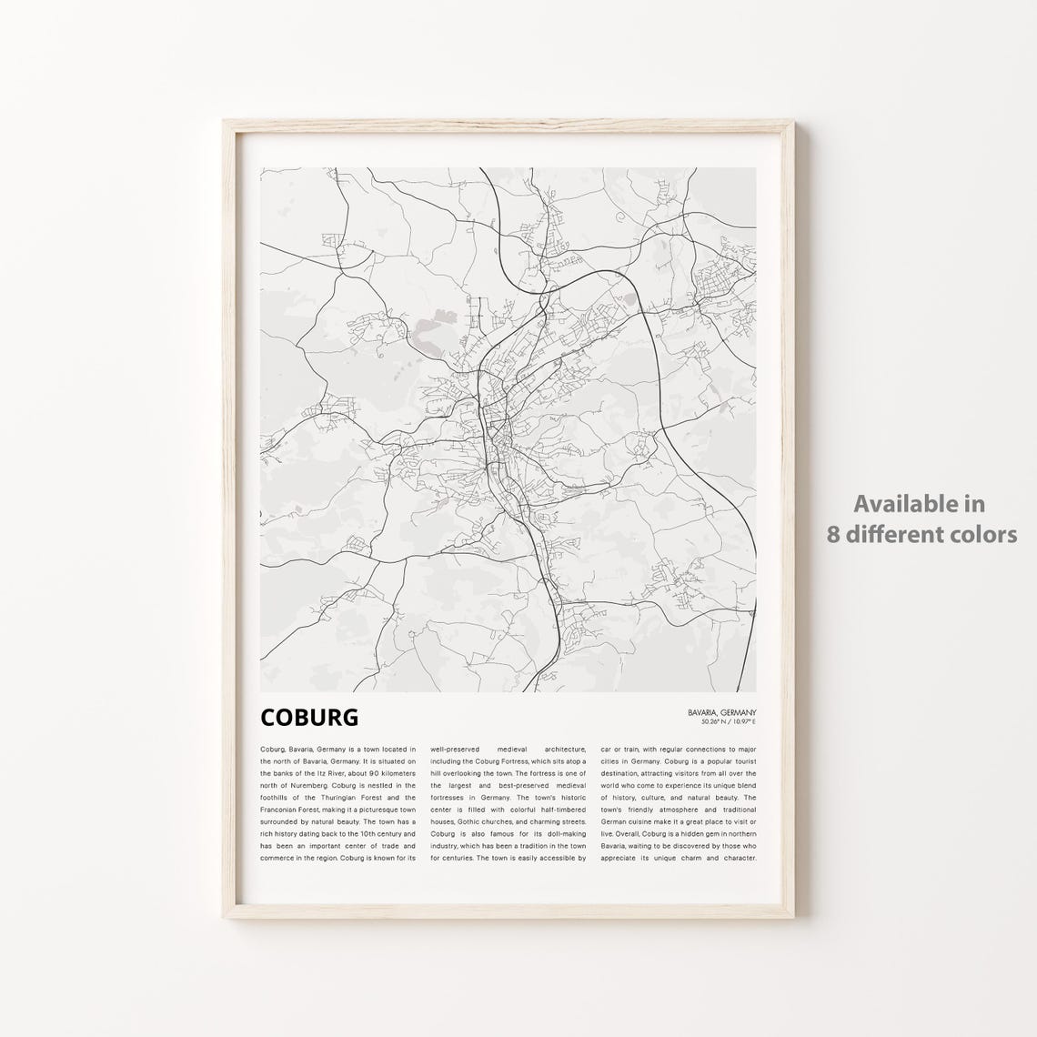 Coburg Map Print Travel Wall Decor Art Bavaria Housewarming Gift