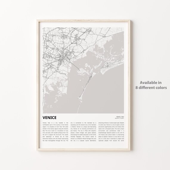 Venice Italy Minimalist Lagoon City Map Monochrome Travel Poster