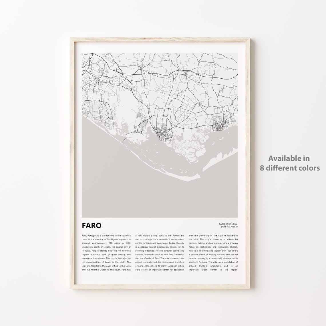 Faro Map Print Travel Wall Decor Art Housewarming Gift