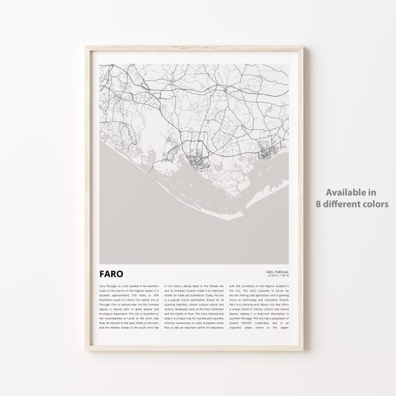 Faro Map Print Travel Wall Decor Art Housewarming Gift