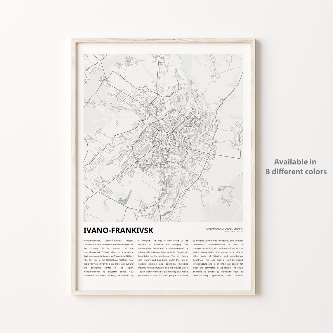 Ivano-Frankivsk Map Print, Travel Wall Decor