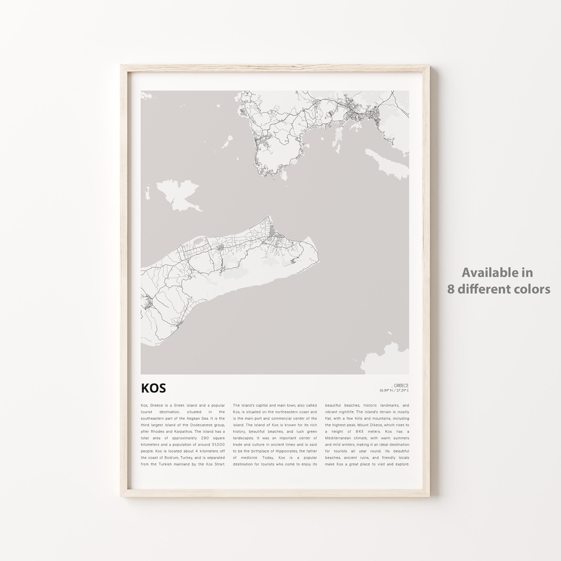 Kos Greece Aegean Island Minimalist Street Map Travel Poster