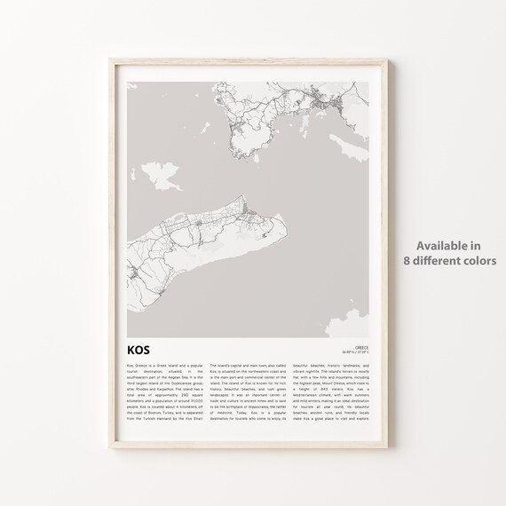 Kos Greece Aegean Island Minimalist Street Map Travel Poster
