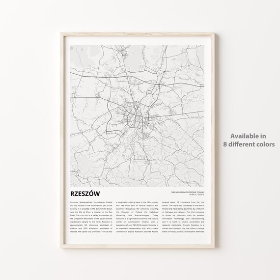 Rzeszow Poland Minimalist City Street Map Vintage Travel Poster