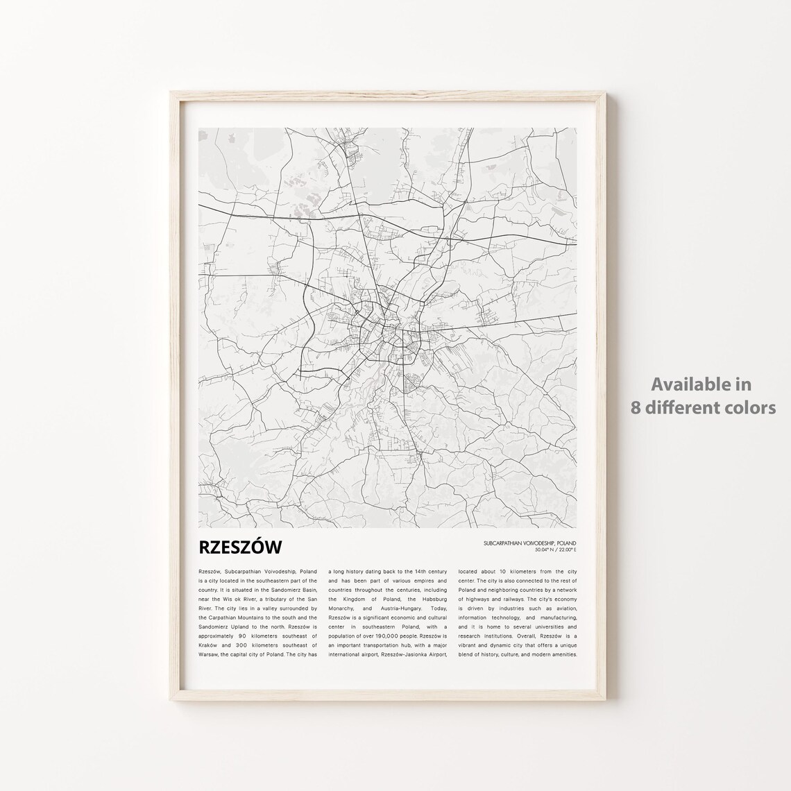 Rzeszow Poland Minimalist City Street Map Vintage Travel Poster