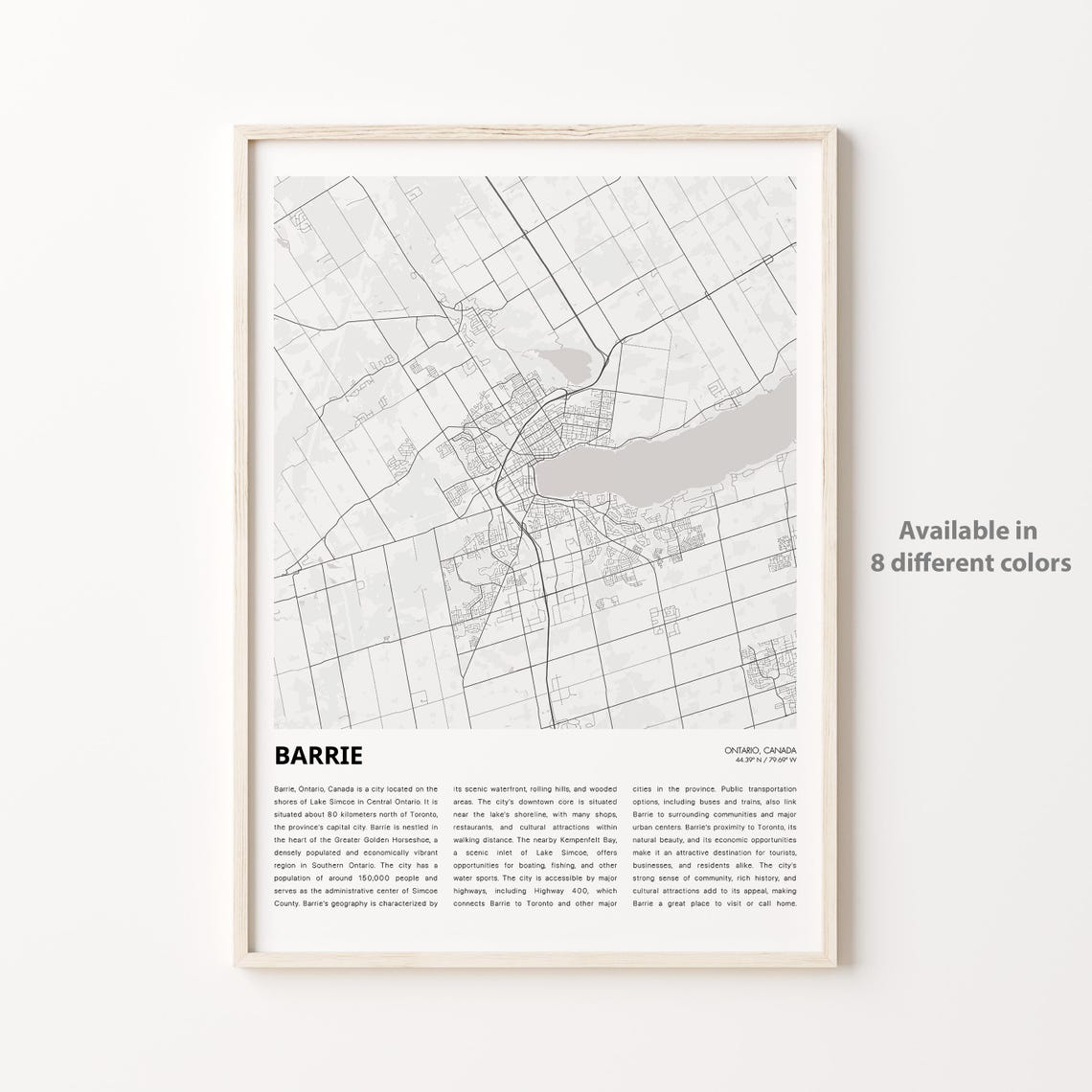 Barrie Map Print Travel Wall Decor Art Ontario Housewarming Gift Personalized Poster