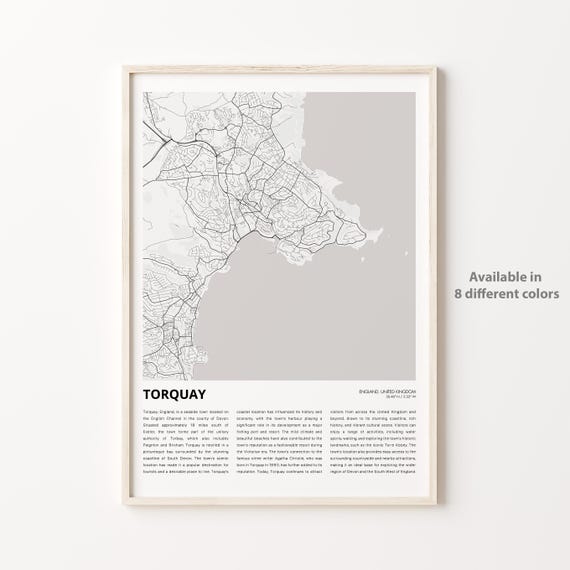 Torquay Devon England English Riviera City Map Travel Art Print