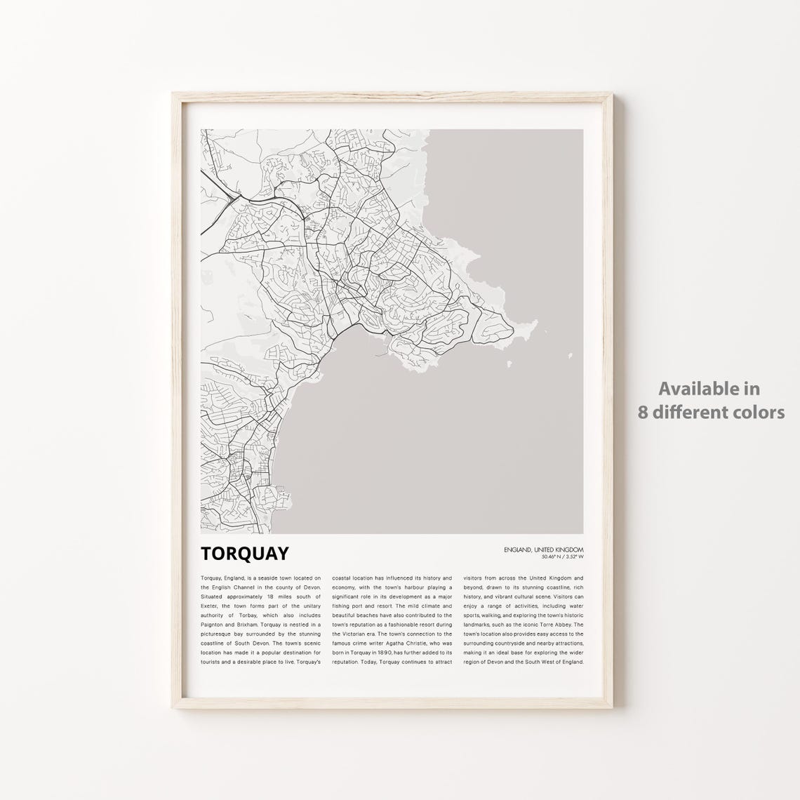Torquay Devon England English Riviera City Map Travel Art Print