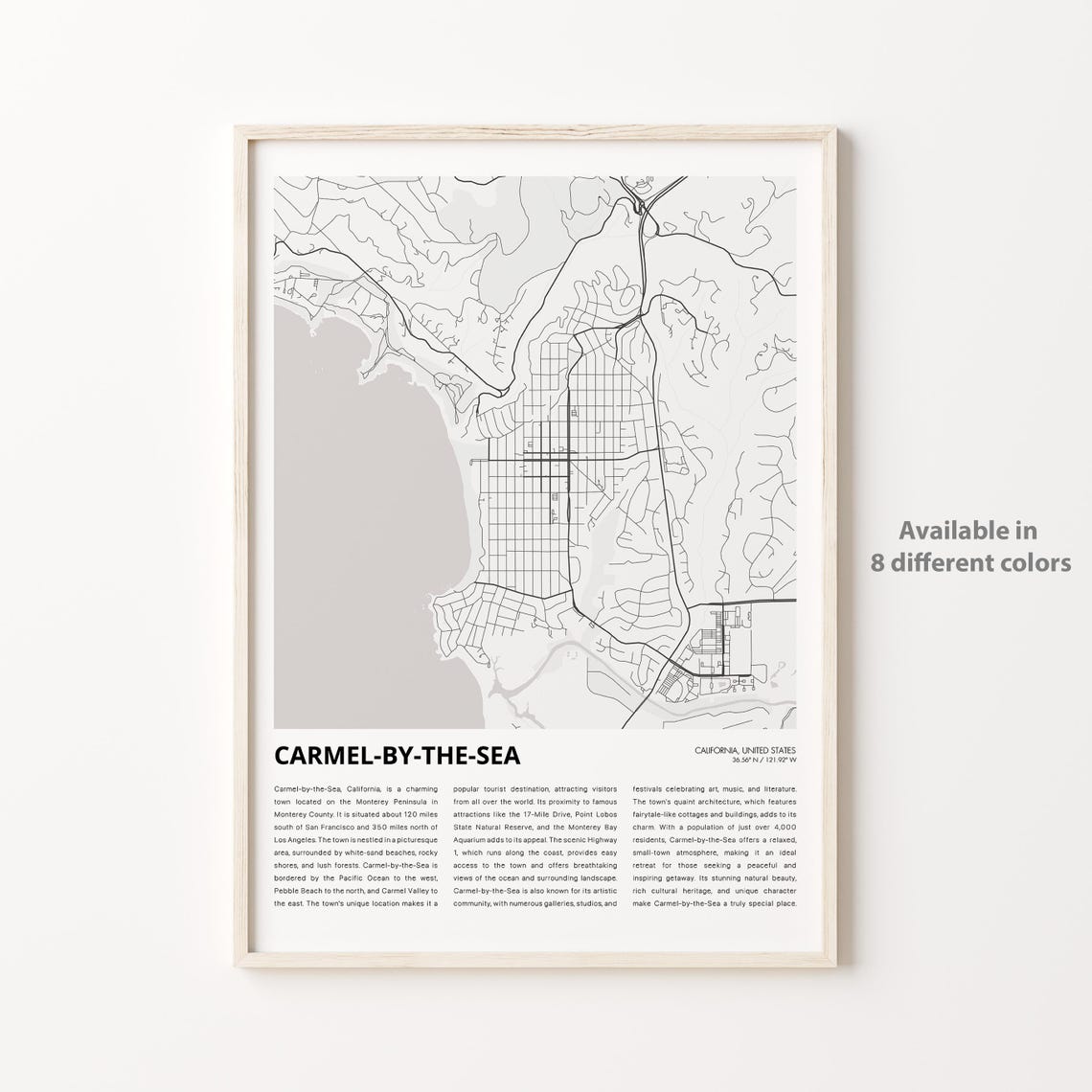 Carmelbythesea Map Print Travel Wall Decor Art Housewarming Gift