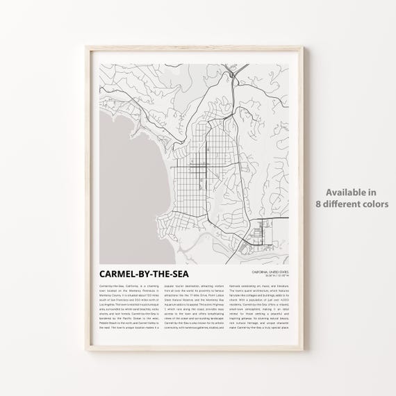 Carmelbythesea Map Print Travel Wall Decor Art Housewarming Gift