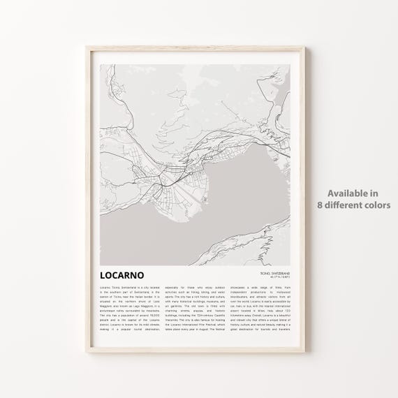 Locarno Map Print Travel Wall Decor Art Ticino Housewarming Gift