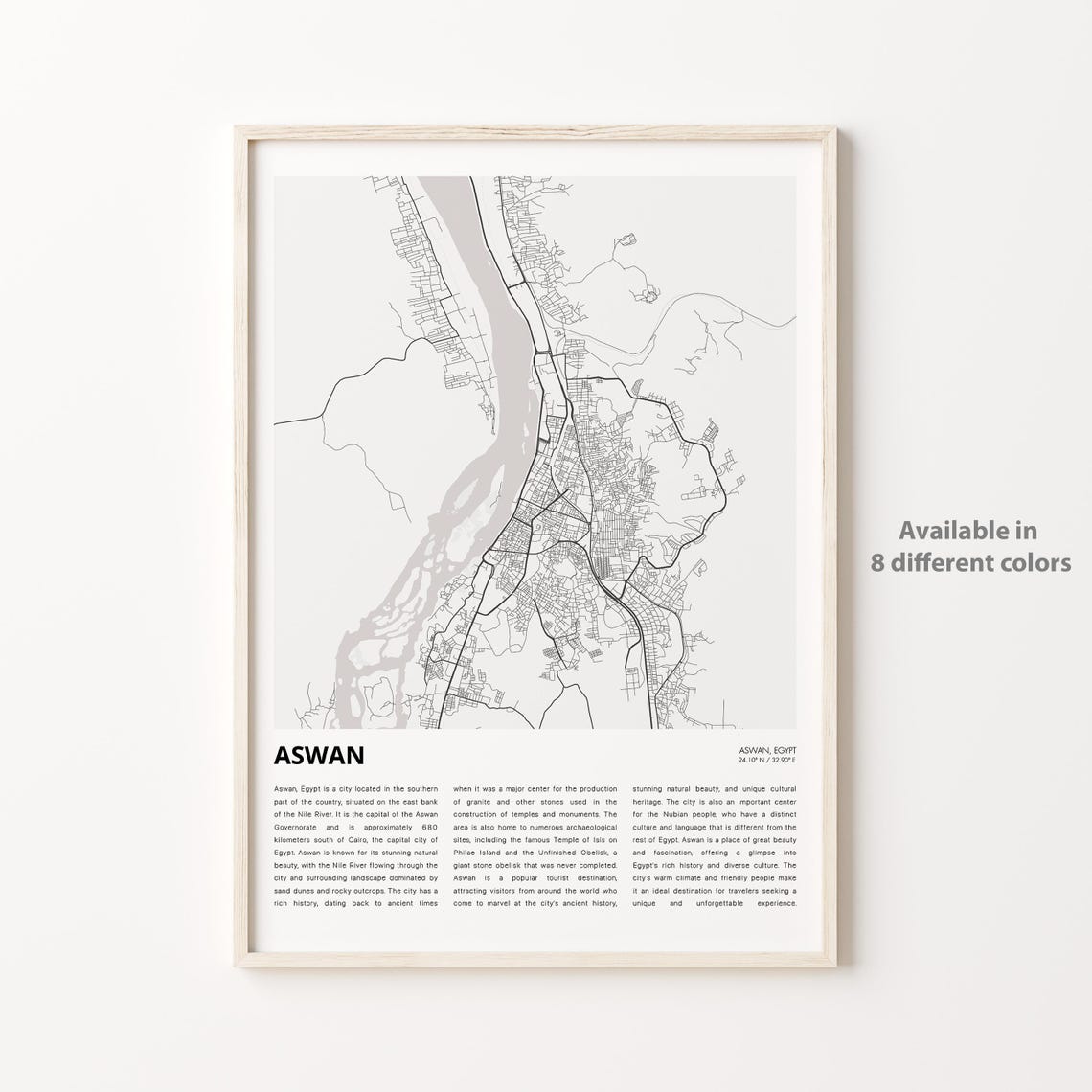 Aswan Egypt Minimalist City Map Line Art Travel Keepsake Poster