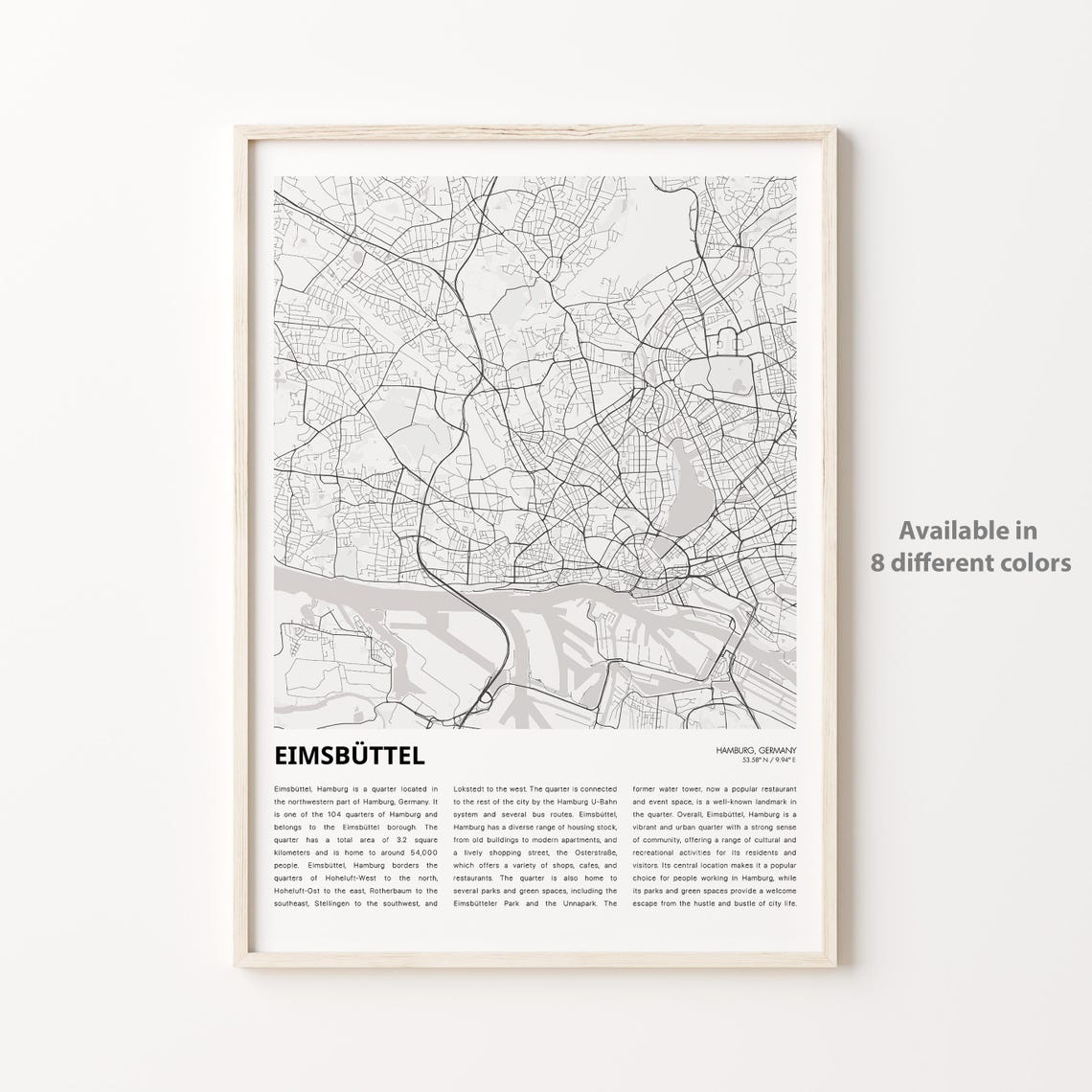 Eimsbttel Map Print Travel Wall Decor Art Housewarming Gift