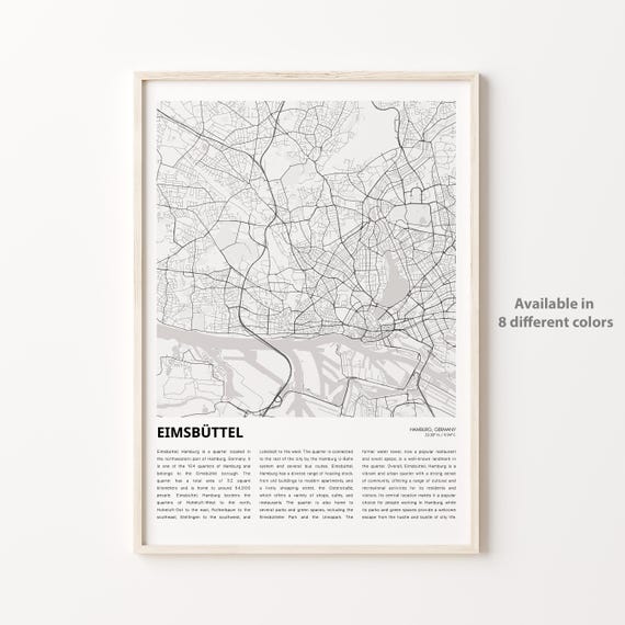 Eimsbttel Map Print Travel Wall Decor Art Housewarming Gift