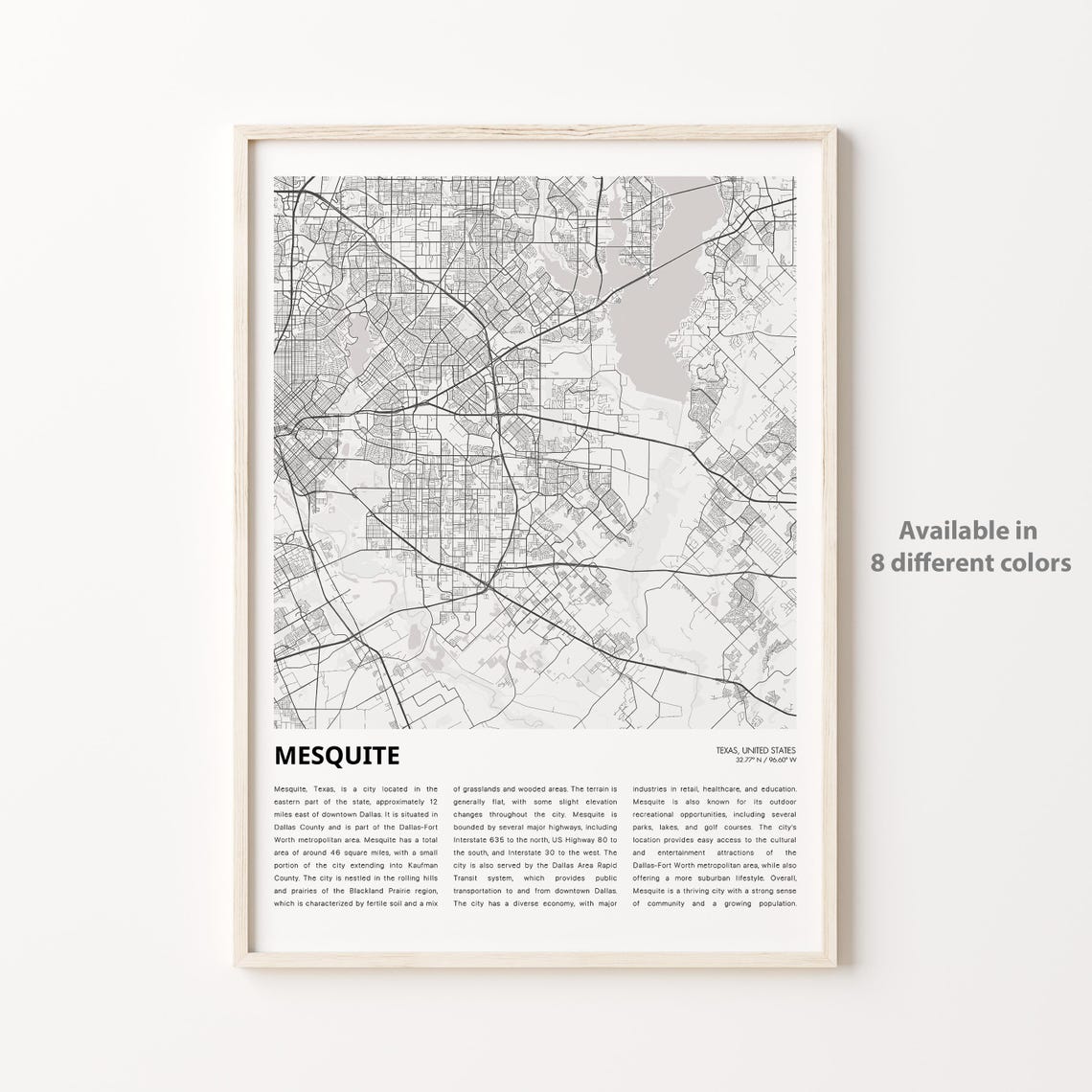 Mesquite Map Print Travel Wall Decor Art Texas Housewarming Gift