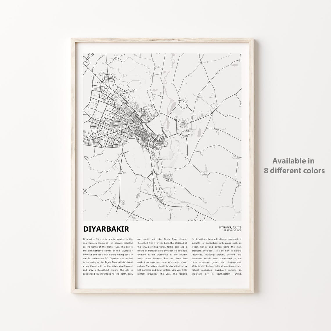 Diyarbakr Map Print Travel Wall Decor Art Housewarming Gift