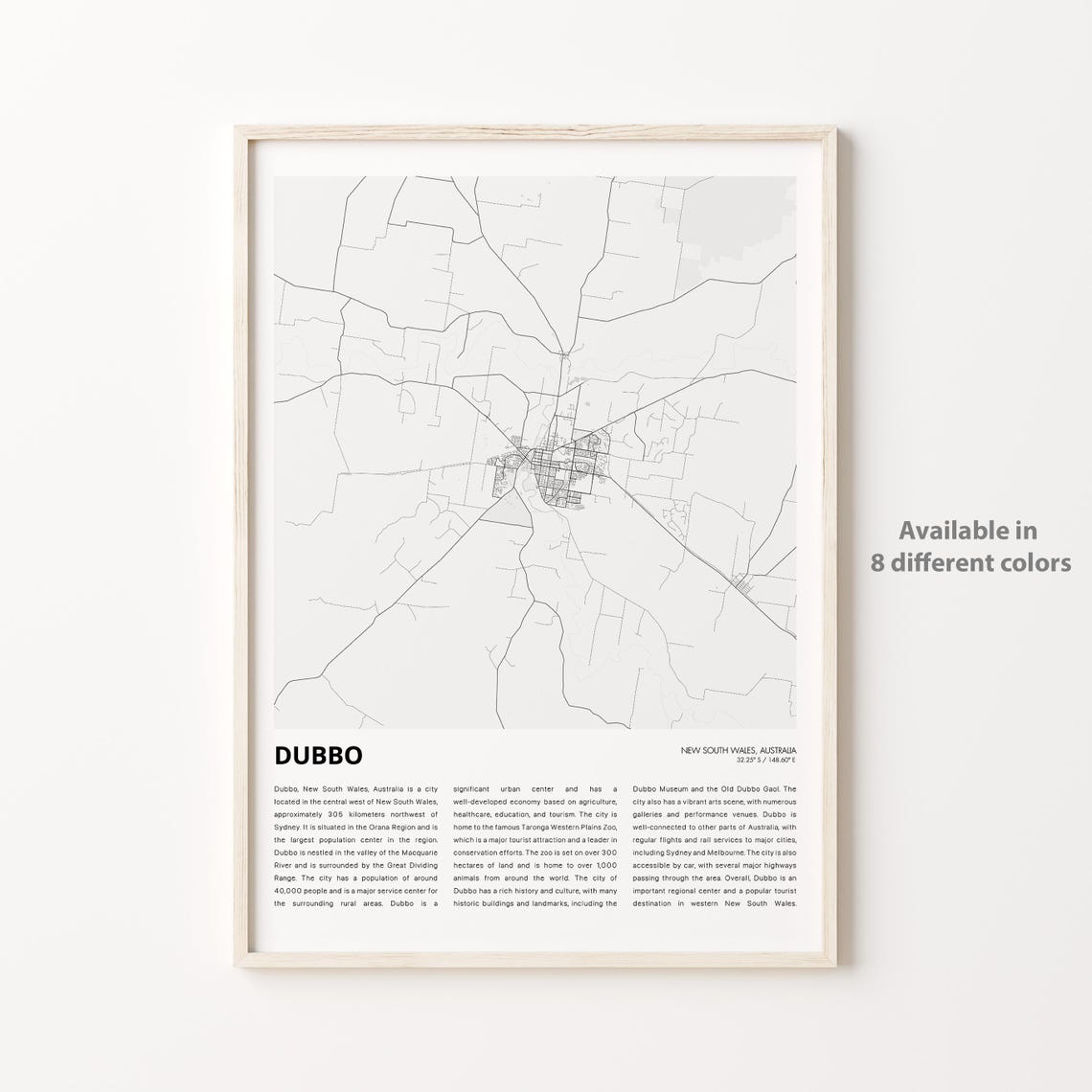 Dubbo Map Print Travel Wall Decor Art New South Wales Housewarming Gift